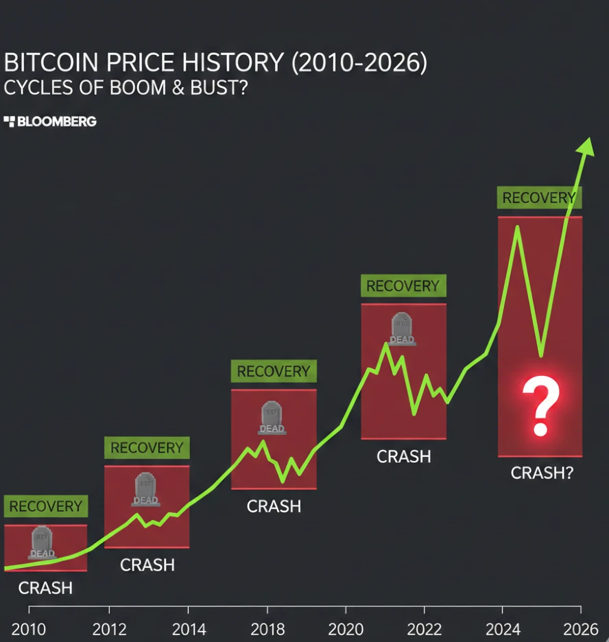 Is Crypto Dead? Bitcoin’s 50% Crash and What 463 “Death” Announcements Teach Us